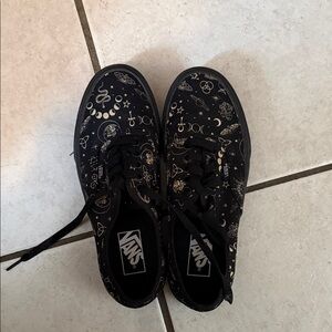 Vans Black Shoes with Gold Cosmic Design